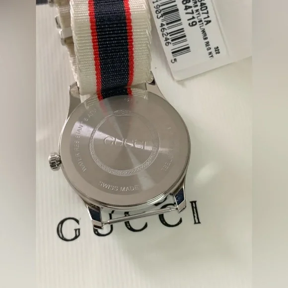 Gucci G-Timeless 38mm White/Red/Blue Unisex Watch.Model Number YA1264071 NWT
